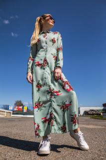 Vero Moda dámské propínací maxi šaty Newallie s vázačkou zelené Velikost: M