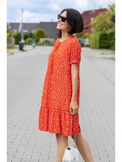 Vero Moda dámské šaty s potiskem Tirza oranžovo-červené Velikost: L