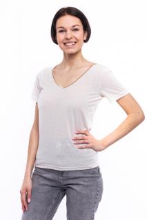 Vero Moda dámské triko s výstřihem do V Maren krátký rukáv krémové Velikost: XS
