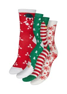 Vero Moda dámské vánoční ponožky Elf 4 páry červené-zelené