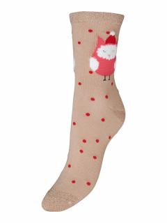 Vero Moda dámské vánoční ponožky se sovičkou Elf béžové