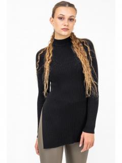 Vero Moda dámský prodloužený žebrovaný svetr Gold Rib černý Velikost: L