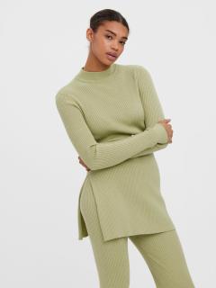 Vero Moda dámský prodloužený žebrovaný svetr Gold Rib zelený Velikost: L