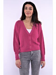 Vero Moda dámský propínací crop svetřík tmavě růžový Velikost: M