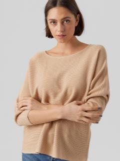 Vero Moda dámský svetr s 3/4 netopýřím rukávem Nora béžový Velikost: XL