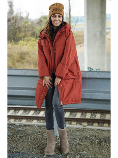 Vero Moda dámský zimní oversized kabát Elanor cihlový Velikost: XL