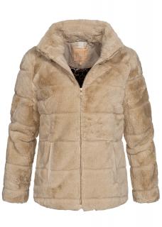 Zabaione dámský kožešinový kabátek Amber béžový Velikost: XL