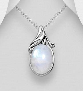 12x25mm Moonstone přívěsek 3gr (Materiál stříbro Ag 925/1000 s pravými kameny - TOP šperky likvidace skladu)