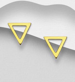 13mm náušnice triangl 1,3gr (Náušnice pozlacené stříbro 18K zlatem likvidace skladu)