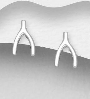 15x7mm náušnice wishbone masivní 1,2gr (Materiál stříbro Ag 925/1000 - likvidace skladu)