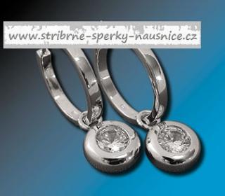 17mm náušnice kroužky s růžovým zirkonem 5,96gr (Materiál stříbro Ag 925/1000 - likvidace skladu)