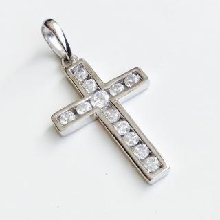 29mm přívěsek křížek se zirkony (Materiál stříbro Ag 925/1000 - likvidace skladu)