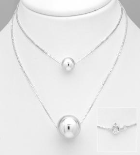 37,5 a 42,5cm náhrdelník s kuličkami 8 a 14mm 5gr (Materiál stříbro Ag 925/1000)
