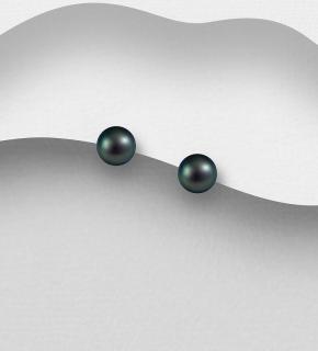 4-4,5mm náušnice perly černé 0,5gr (Stříbrné náušnice s perlou na puzetu)