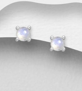 4,5mm náušnice Moonstone 0,7gr (Materiál stříbro Ag 925/1000 - likvidace skladu)