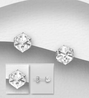 4mm náušnice kostičky  Clear  0,7gr (Šperky Swarovski Elements s certifikátem pravosti - TOP šperky)