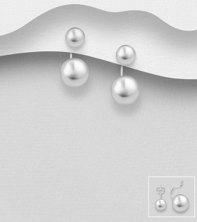 6 a 10mm dvojité náušnice kuličky - délka 20mm (Materiál stříbro Ag 925/1000 - TOP šperky)