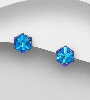 6mm náušnice kostky Bermuda 1,5gr (Šperky Swarovski Elements s certifikátem pravosti likvidace skladu)