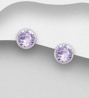 6mm náušnice kulaté Violet 1,2gr (Šperky Swarovski Elements s certifikátem pravosti - likvidace skladu)
