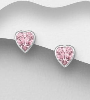 6mm náušnice srdíčka Swarovski Elements Light Rose 1,2gr (Náušnic s krystaly Swarovski Elements top šperky s certifikátem pravosti - likvidace skladu)