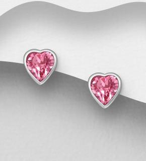 6mm náušnice srdíčka Swarovski Elements Rose 1,2gr (Náušnic s krystaly Swarovski Elements top šperky s certifikátem pravosti - likvidace skladu)