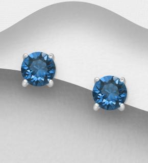 6mm náušnice Swarovski Montana  (Náušnice s krystaly Swarovski Elements s certifikátem pravosti likvidace skladu)