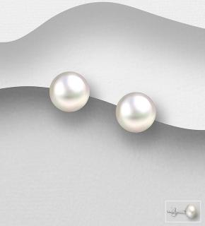 7-7,5mm náušnice bílé perly říční 2gr (Materiál stříbro Ag 925/1000 - vysoká kvalita perly AAA)