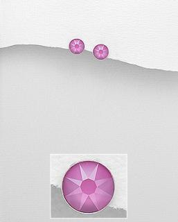 7mm  náušnice Pink Swarovski Elements (Náušnic s krystaly Swarovski Elements šperky - likvidace skladu)