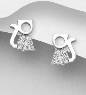 7x8mm kočičky náušnice 1,2gr (Materiál náušnic stříbro Ag 925/1000 likvidace skladu)