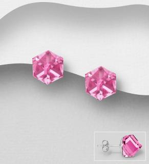 8mm náušnice kostky 3,1gr (Náušnic s krystaly Swarovski Elements top šperky s certifikátem pravosti)