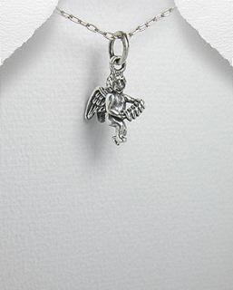 Andělíček 3D s harfou (Šperky oxidované stříbro Ag 925/1000)