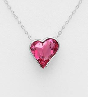 Až 43,5cm řetízek se srdcem Swarovski Elements 6gr (Materiál stříbro Ag 925/1000 - likvidace skladu)