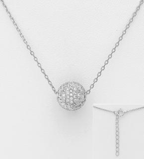 Až 45cm náhrdelník s koulí zirkonovou 3,4gr (Materiál stříbro Ag 925/1000 - likvidace skladu)