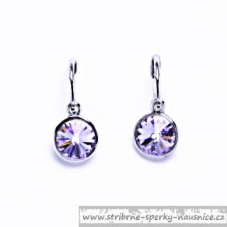 Dětské náušnice fialové 1gr (Dětské náušnice Swarovski Elements likvidace skladu)