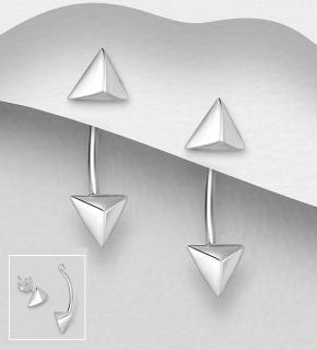 Dvojité náušnice pyramidy 3,4gr (Materiál stříbro Ag 925/1000 - likvidace skladu)