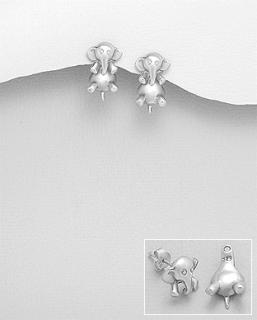 Dvojité náušnice se slonem  (Materiál stříbro Ag 925/1000 - TOP šperky)