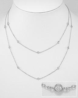 Dvojitý náhrdelník - zirkony 5,96gr (Materiál stříbro Ag 925/1000 se zirkony)