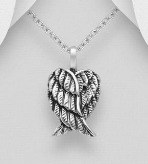 Křídla ve tvaru srdce (Materiál stříbro Ag 925/1000 - TOP šperky)
