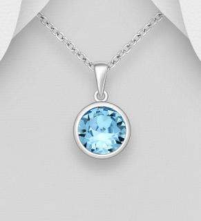 Kulatý přívěsek Aquamarine 2,3gr (Přívěsek s krystaly Swarovski Elements s certifikátem pravosti likvidace skladu)