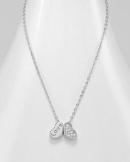 Náhrdelník dvě srdce 3gr (Materiál stříbro Ag 925/1000 - TOP šperky)