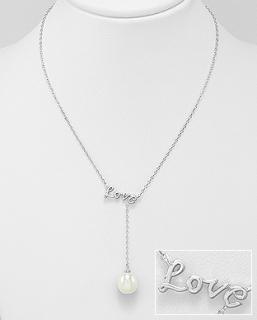Náhrdelník love s perlou bílou 2,95gr (Materiál stříbro Ag 925/1000 s říční perlou)
