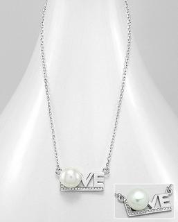 Náhrdelník love s perlou říční 4,1gr (Materiál stříbro Ag 925/1000 s perlou a zirkony)