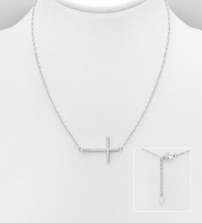 Náhrdelník s křížem 2,9gr se zirkony (Materiál stříbro Ag 925/1000 se zirkony)