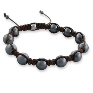 Náramek s kuličkami Hematit Shamballa  (Likvidace skladu)