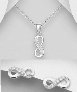 Náušnice a přívěsek infinity 2,5gr (Materiál stříbro Ag 925/1000 - likvidace skladu)