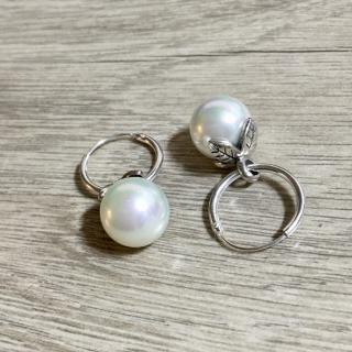 Náušnice kroužky 11mm s perlou 4,4gr (Materiál stříbro Ag 925/1000)