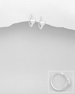 Náušnice kroužky 12mm se srdíčkem - 1gr (Materiál stříbro Ag 925/1000)