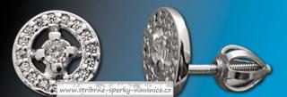 Náušnice kulaté na šroubek 1,5gr (Materiál stříbro Ag 925/1000 se zirkony)