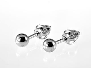 Náušnice na šroubek kuličky 4mm rhodiované - 0,7gr (Materiál stříbro Ag 925/1000)