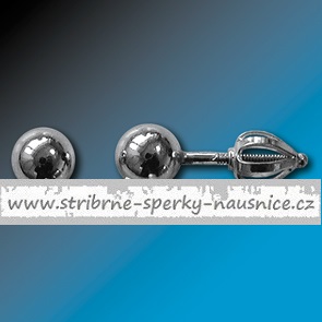 Náušnice na šroubek kuličky 5mm rhodiované - 0,9gr (Materiál stříbro Ag 925/1000)